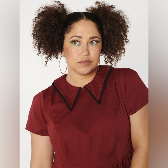 Tuesday of California NWT double dagger dress in oxblood - Picture 2 of 16